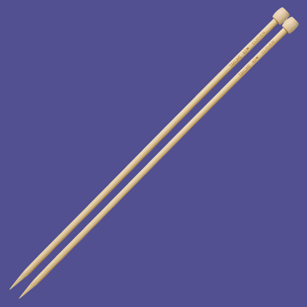 Aiguilles à tricoter 33/35 cm en bambou pointes fines Takumi - Clover