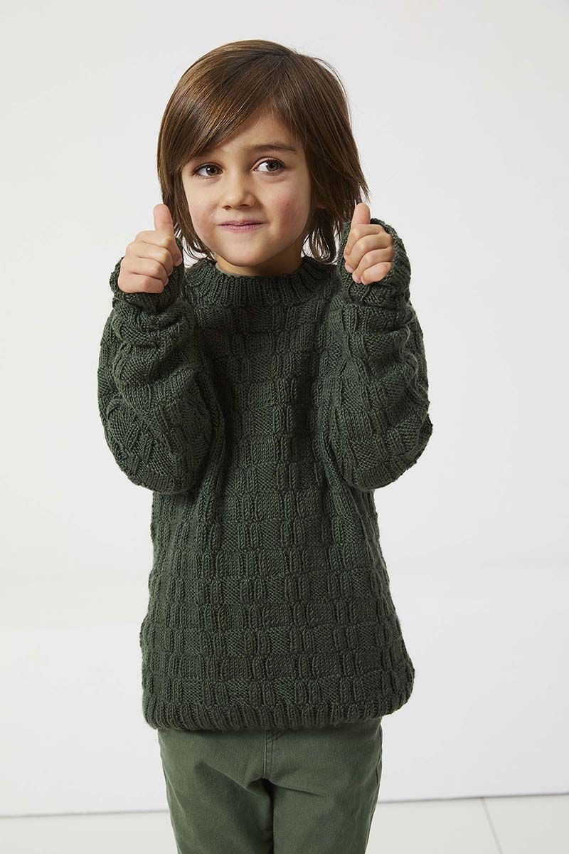 Kit tricot pull enfant col polo laine Lang Yarns Atlantis