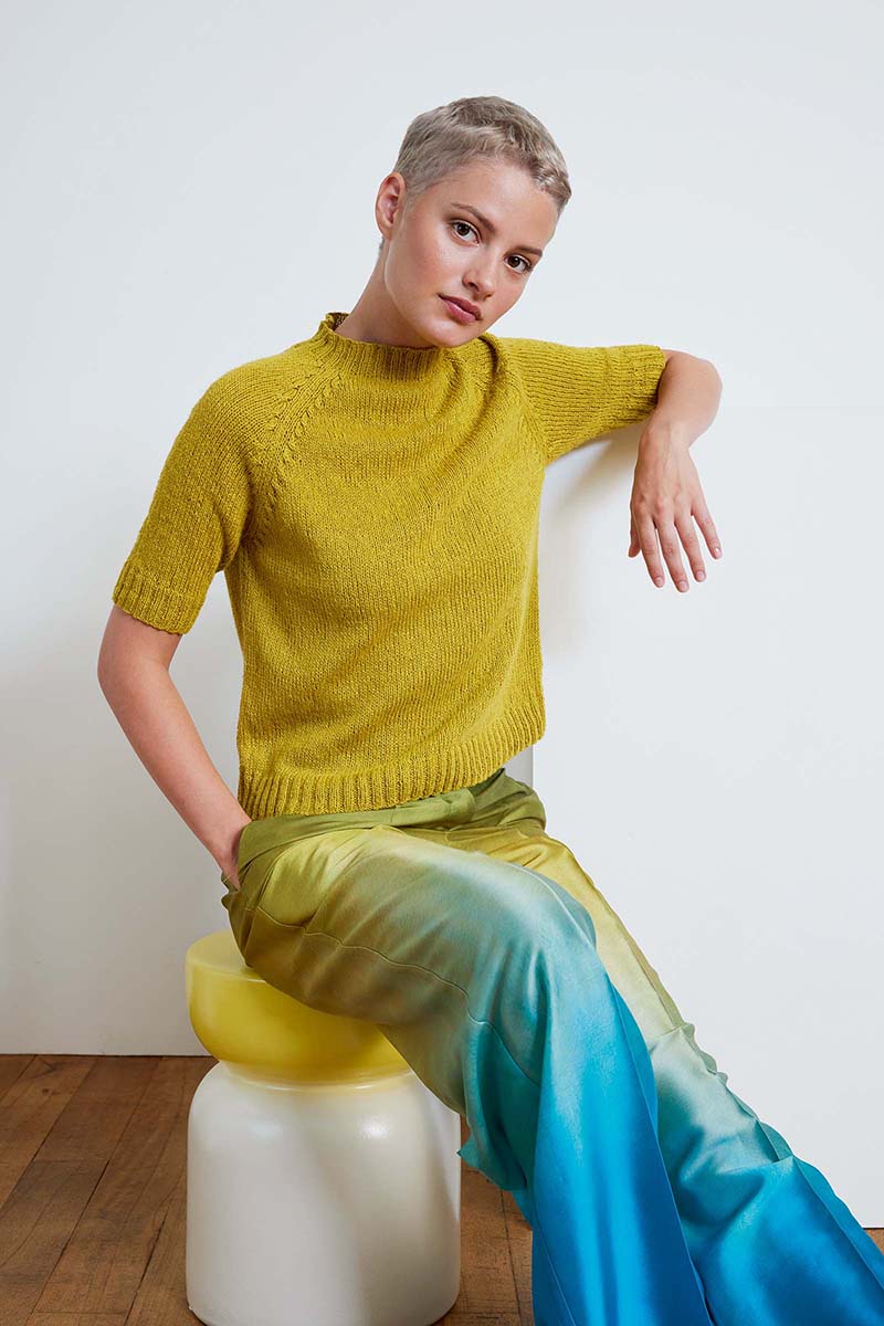 284-28 Modèle Nieves Pull manches courtes en Lang Yarns Ananas