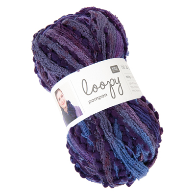 Laine écharpe Loopy pompon - Dégradé bleu turquoise 100 g Pelote