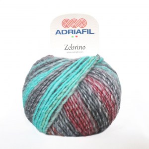 Adriafil Zebrino - Pelote de 50 gr - 72 multi-émeraude-bordeaux