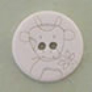 Bouton dessin vache 18 mm - Blanc