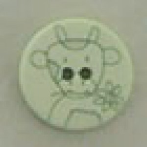 Bouton dessin vache 18 mm - Vert clair