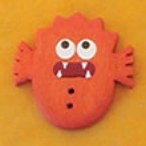 Bouton en bois Petit Monstre 33 mm - Orange