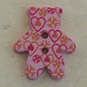 Bouton Nounours imprimé 25 mm - Rose