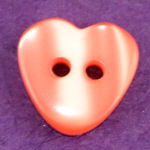 Bouton en forme de coeur effet nacre 12 mm - Corail
