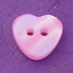 Bouton en forme de coeur effet nacre 12 mm - Rose