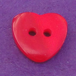 Bouton en forme de coeur effet nacre 12 mm - Rouge