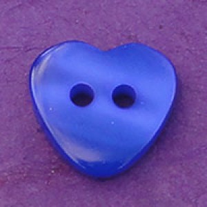 Bouton en forme de coeur effet nacre 12 mm - Bleu