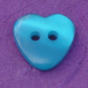 Bouton en forme de coeur effet nacre 12 mm - Turquoise