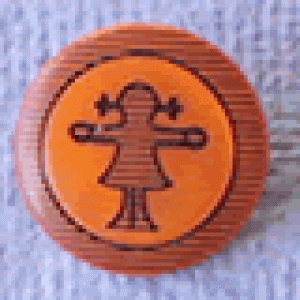 Bouton rond dessin de fille 18 mm - Orange