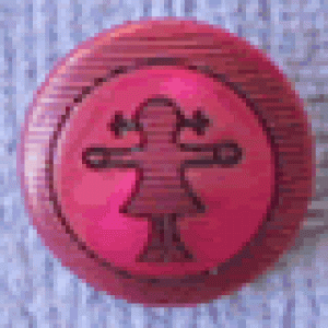 Bouton rond dessin de fille 18 mm - Rouge