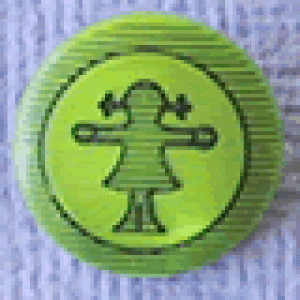 Bouton rond dessin de fille 18 mm - Vert