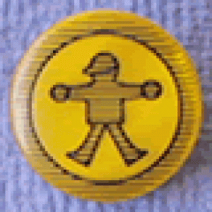 Bouton rond dessin de garçon 18 mm - Jaune