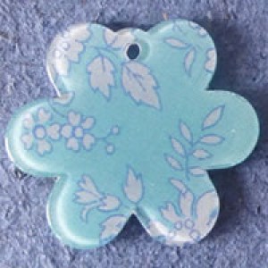 Pendentif Liberty Capel Fleur 39 mm - Turquoise