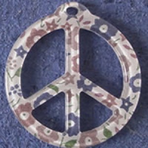 Pendentif Liberty Faiford Peace and Love 39 mm - Bleu/Beige