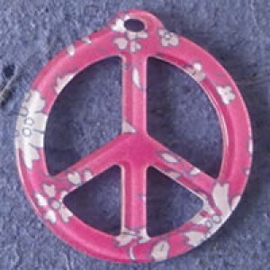 Pendentif Liberty Capel Peace and Love 39 mm - Fuschia