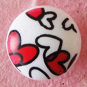 Bouton avec dessin de coeur 12 mm - Blanc