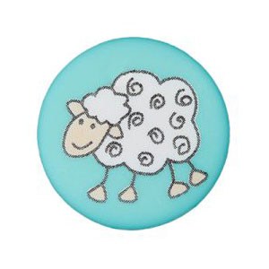 Bouton avec dessin de mouton 15 mm - Turquoise