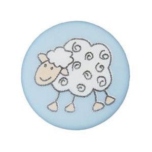 Bouton avec dessin de mouton 15 mm - Bleu ciel