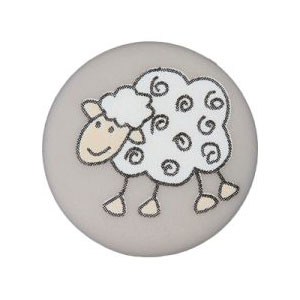 Bouton avec dessin de mouton 15 mm - Gris