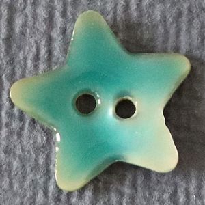 Bouton en nacre en forme d'étoile - Diam 20 mm - Bleu Turquoise