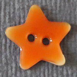 Bouton en nacre en forme d'étoile - Diam 20 mm - Orange