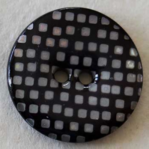 Bouton rond en nacre motif noir et blanc 23 mm - motif quadrillé