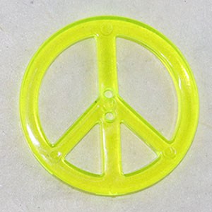 Bouton Peace and Love fluo en plastique 23 mm Jaune