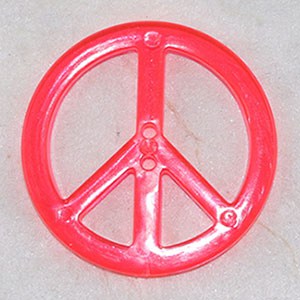 Bouton Peace and Love fluo en plastique 23 mm Rouge