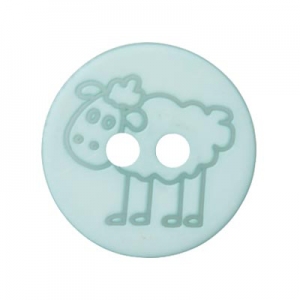 Bouton rond dessin de mouton 15 mm - Bleu-Vert