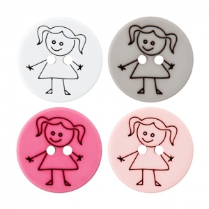 Bouton rond motif fille 15 mm