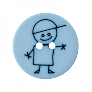 Bouton rond motif garçon 15 mm - Bleu