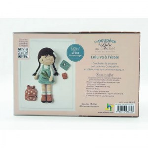Coffret Lulu va à école : poupée au crochet et ses accessoires
