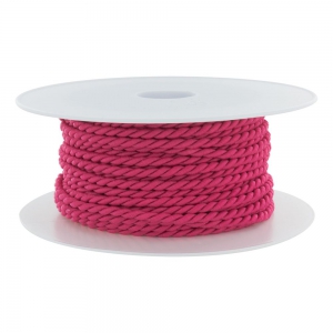 Cordon polyester diamètre 3,5 mm - Bobine de 25 m - Fuschia