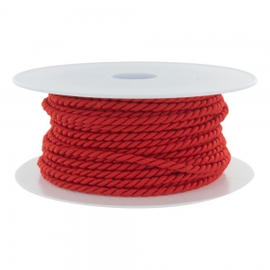 Cordon polyester diamètre 3,5 mm - Bobine de 25 m - Rouge