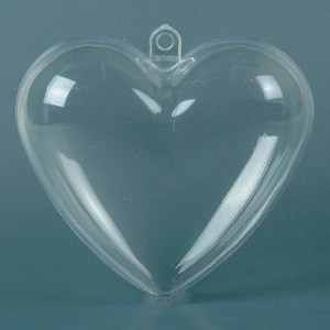 Coeur transparent en plastique en 2 parties