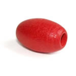 Perle à macramé ovale en bois gros trou 22x32 mm - Rouge