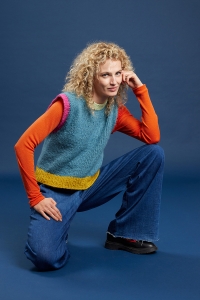 2593-010 Modèle Shea Pull sans manches en top-down en Lang Yarns Cloud et WoolAddicts Promise