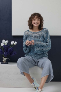 288-29 Modèle Yumi Pullover au crochet en Lang Yarns Linello