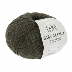 Lang Yarns Baby Alpaca - Pelote de 50 gr - Coloris 0198 Olive Foncé Mélangé