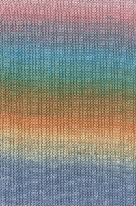 Lang Yarns Baby Cotton Color - Pelote de 50 gr - Coloris 0154 Bleu/Orange/Rose