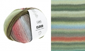 Lang Yarns Cloud - Pelote de 100 gr - Coloris 0020 Vert Foncé/Olive/Bleu Clair/Rouge