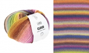 Lang Yarns Cloud - Pelote de 100 gr - Coloris 0031 Orange/Marine/Jaune/Prune