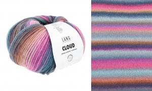 Lang Yarns Cloud - Pelote de 100 gr - Coloris 0032 Pink/Bleu Glacé/Pétrole/Violet