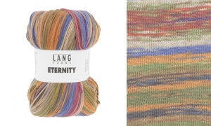 Lang Yarns Eternity - Pelote de 100 gr - Coloris 0003 Orange/Olive/Pervenche/Rouille