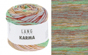 Lang Yarns Karma - Pelote de 100 gr - Coloris 0001 Gris/Ocre/Rose