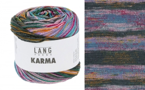 Lang Yarns Karma - Pelote de 100 gr - Coloris 0003 Bleu/Baie/Vert Foncé