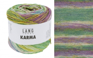 Lang Yarns Karma - Pelote de 100 gr - Coloris 0005 Vert/Lilas/Bleu