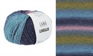 Lang Yarns Linello - Pelote de 100 gr - Coloris 0056 Bleu Clair/Ocre/Rose